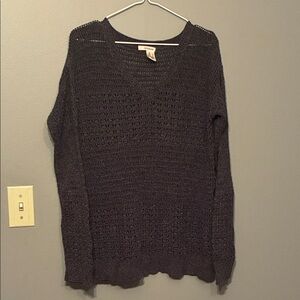 DKNY Dark Grey Knit V-Neck Sweater